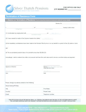 Termination of Residence Form - Blank Fillable Template | Fill Out ...