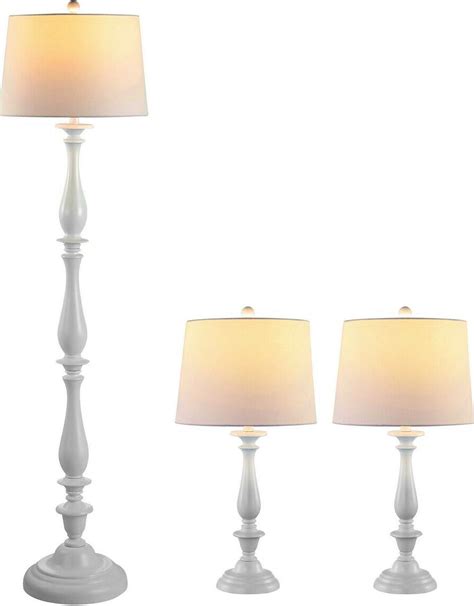 Bessie Candlestick Floor and Table Lamp Set in White by Safavieh ...