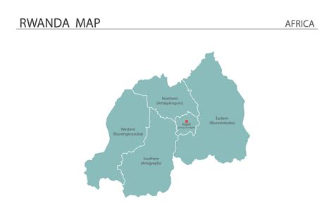 Rwanda map vector illustration on white background. Map have all province and mark the capital ...