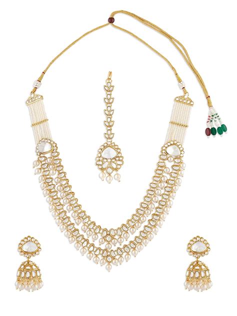 Buy ZAVERI PEARLS Gold Tone Kundan Layered Multistrand Pearls Necklace ...