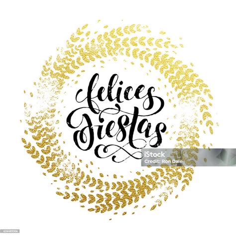 Spanish Happy Holidays Felices Fiestas Greeting Card Golden Glitter ...