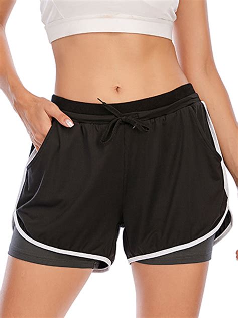 Lelinta - Elastic Waistband Yoga Shorts for Women Workout Running ...