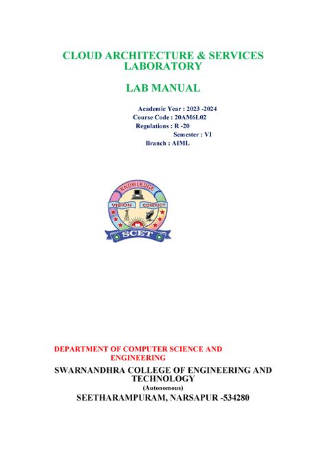 CAS LAB - CLOUD ARCHITECTURE & SERVICES LABORATORY LAB MANUAL Academic ...