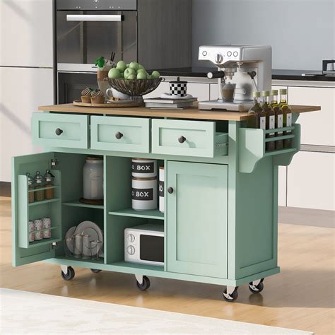 Rolling Kitchen Island Cart with Storage, Moveable Kitchen Island with ...