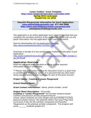Lowes ToolboxGrant Template Doc Template | pdfFiller