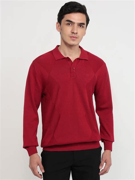 Colorplus Men Maroon Jacquard Regular Fit Cotton Sweatshirt – MyRaymond