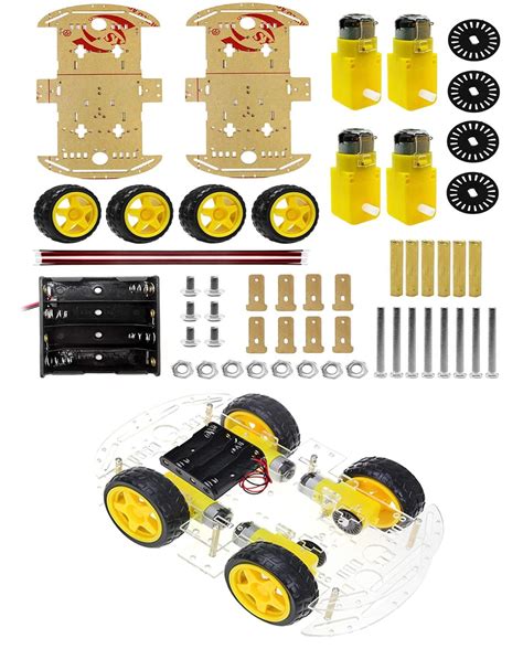 YIKESHU 4WD 2 Layer Smart Robot Car Chassis Kit with Speed Encoder ...