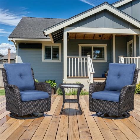 Kullavik 3 Pieces Patio Furniture Set,Outdoor Swivel Rocking Chairs ...