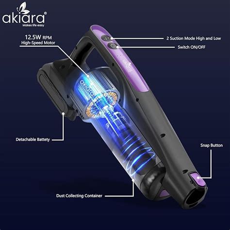 Akiara Cordless Vacuum & Mop Combo - 130W Suction, 50-Min Runtime, 6-i ...