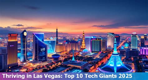 Las Vegas skyline at sunset featuring iconic buildings and vibrant lights, representing the tech industry and innovation in the city.