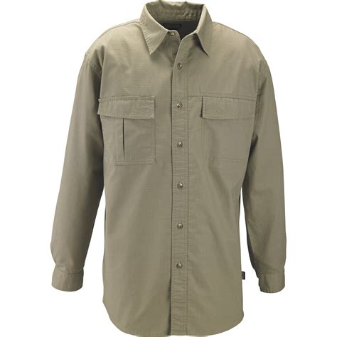 Gravel Gear Men's Cotton Ripstop Long Sleeve Work Shirt with Teflon ...