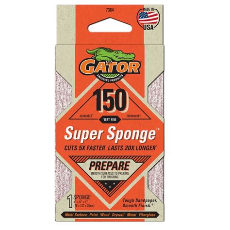 Gator Super Sponge Very fine 150-Grit Sanding sponge 3-in x 5-in in the ...