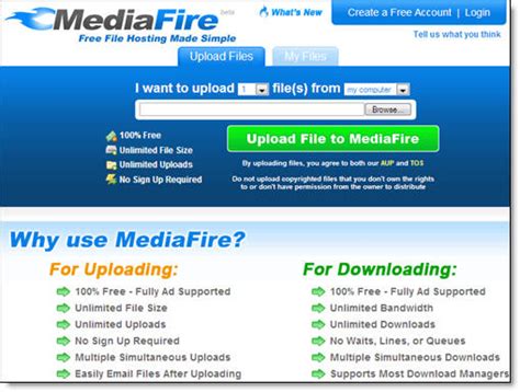 Just found out a way to use mediafire.com to share files similar to ...