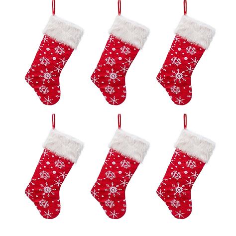 Gerson International 9.06-in Red Snowflake Christmas Stocking in the ...