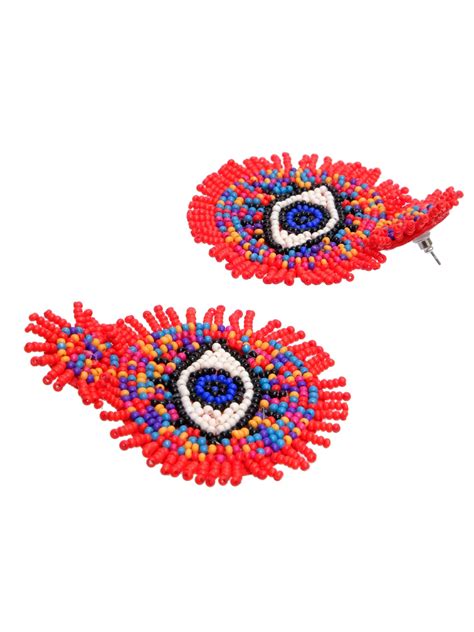 Multi Colour Boho Beaded Drop Earrings