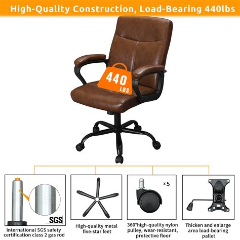 Buy DICTAC Executive Office Chair Brown Leather Managerial Chair Home ...