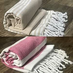 The Greenleaf co. Turkish Towel Combo Pack of 2 - Strawberry White ...