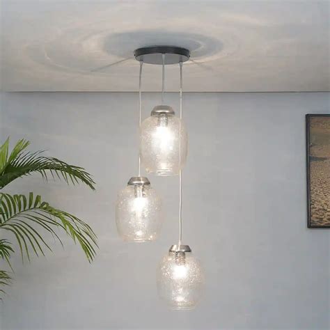 ZARA 3 Light Water Drop Transparent Glass Pendant Light – KAPOOR-E ...