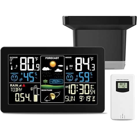Weather Station with Rain Gauge | Wireless Indoor Outdoor Home Weather ...