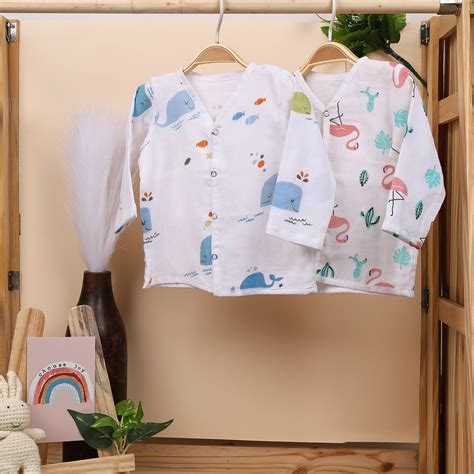 Baby Unisex Organic Cotton Muslin Full Sleeves Jhabla | Whale, Flaming ...