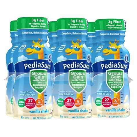 PediaSure Grow & Gain with Fiber Nutrtional Shake for Kids - Vanilla, 8 ...