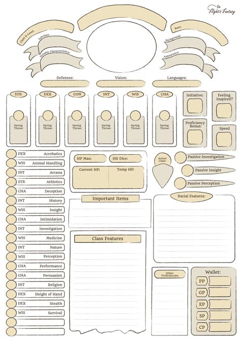 [OC] Minimalist Character Sheet (Page 1 of 7) Feedback Appreciated! : r/DnD