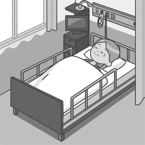 病院のベッドで疲れて眠る高齢女性患者さんのイラスト🎨【フリー素材】｜看護roo![カンゴルー]
