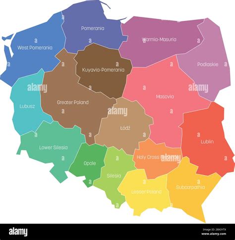 Voivodeships of Poland. Map of regional country administrative ...