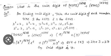 Find the unit digit of (7592)⁵⁶⁷⁸⁹ + (6543)¹²³⁴⁵ - Brainly.in