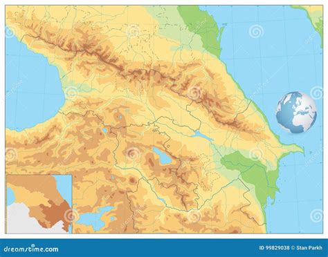 Caucasus Physical Map. No Text Stock Vector - Illustration of physical, republic: 99829038