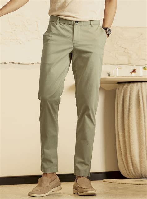 Andamen Sage Green Cotton Blend Chinos