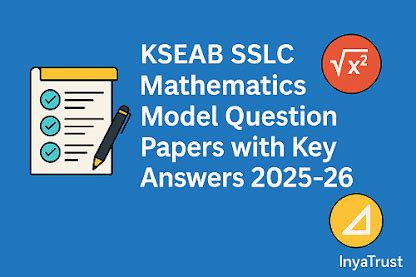 KSEAB SSLC Mathematics Model Question Papers with Key Answers 2025-26 ...