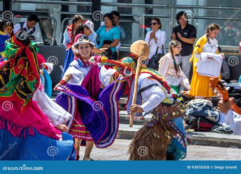 Group in Local Costume Performing Ecuadorian Traditional Dance - Quito ...