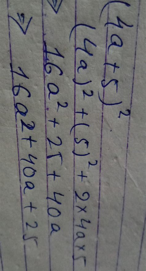 find the error and correct the mathematical sentence (4a+5)²=4a²+5 ...
