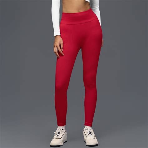 Limitless Snatched mid waisted ribbed Leggings - RED – Boldfit
