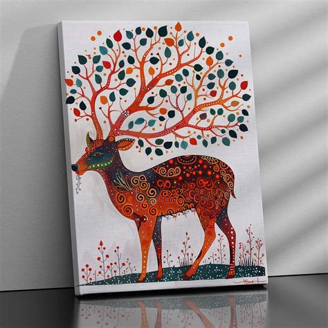 Traditional Inidan Bhil Art Canvas Painting For Home Decor Wall Decor ...