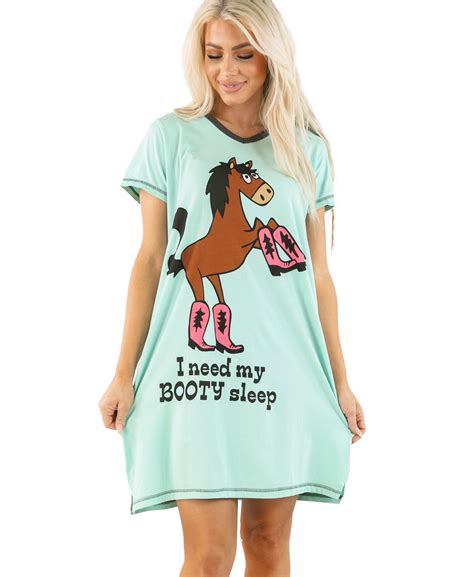 LazyOne Women's Nightgown, Funny V-Neck Sleep Shirt for Women (Booty ...