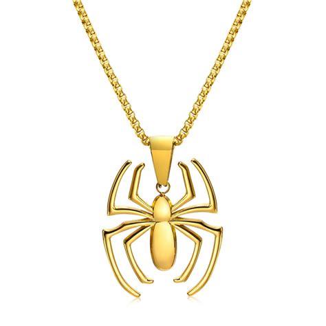 Spiderman Necklace Spider Pendant Necklace for Men, Silver/Gold/Black ...
