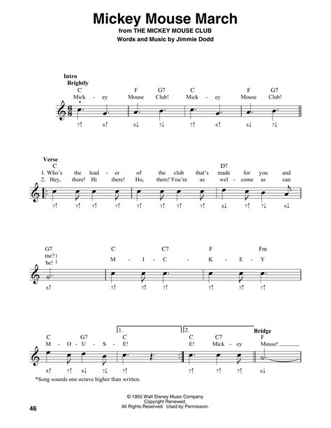 Mickey Mouse March (from The Mickey Mouse Club) by Jimmie Dodd Sheet ...