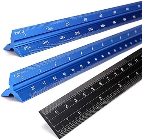 OwnMy 30CM Solid Aluminum Metric Triangular Architect Scale Ruler Set ...