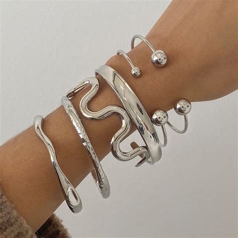 Celeste Silver Cuffs (Set of 5)