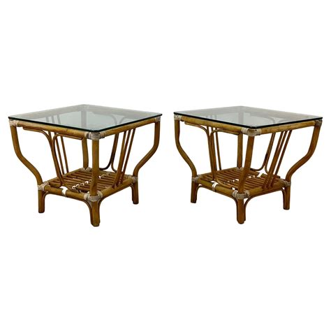 Vintage Tiki Rattan Midcentury Bamboo Step Up End Tables, a Pair For ...