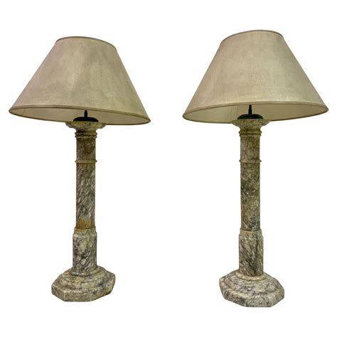 Tall Alabaster Table Lamp in Grey and White at 1stDibs | vintage ...