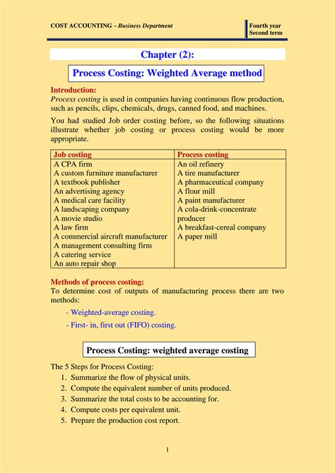 Process Costing Weighted Average Method 的图像结果