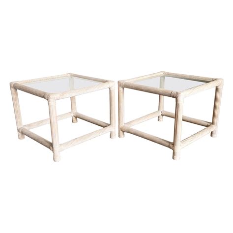 Vintage BoHo Chic Pencil Reed End Table with Drawers For Sale at 1stDibs