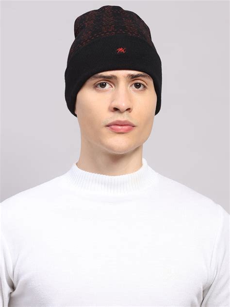 Buy Men Black Printed Blend Wool Cap Online in India - Monte Carlo