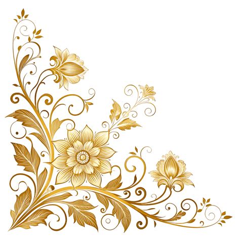 Golden Floral Design Png