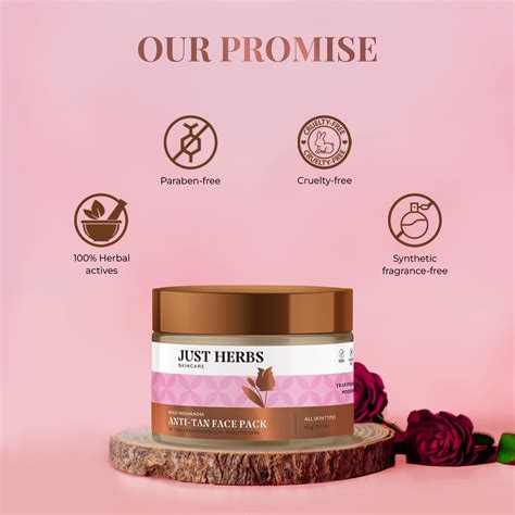 Just Herbs Anti Tan Rose Face Pack Online - De Tan Pack For Face