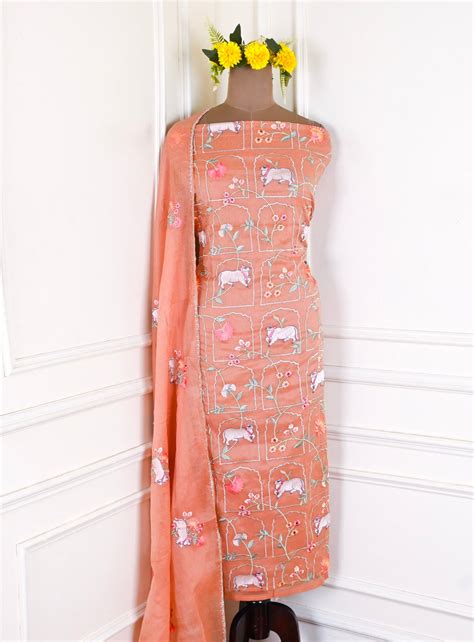 Mul Cotton Peach Unstitched Suit – CHAWLA SILK STORE