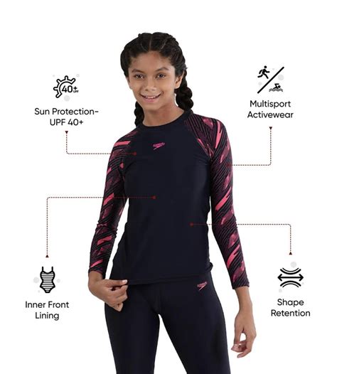 Buy Speedo Hyperboom Long Sleeve Suntop Truenavy-Electricpink ...